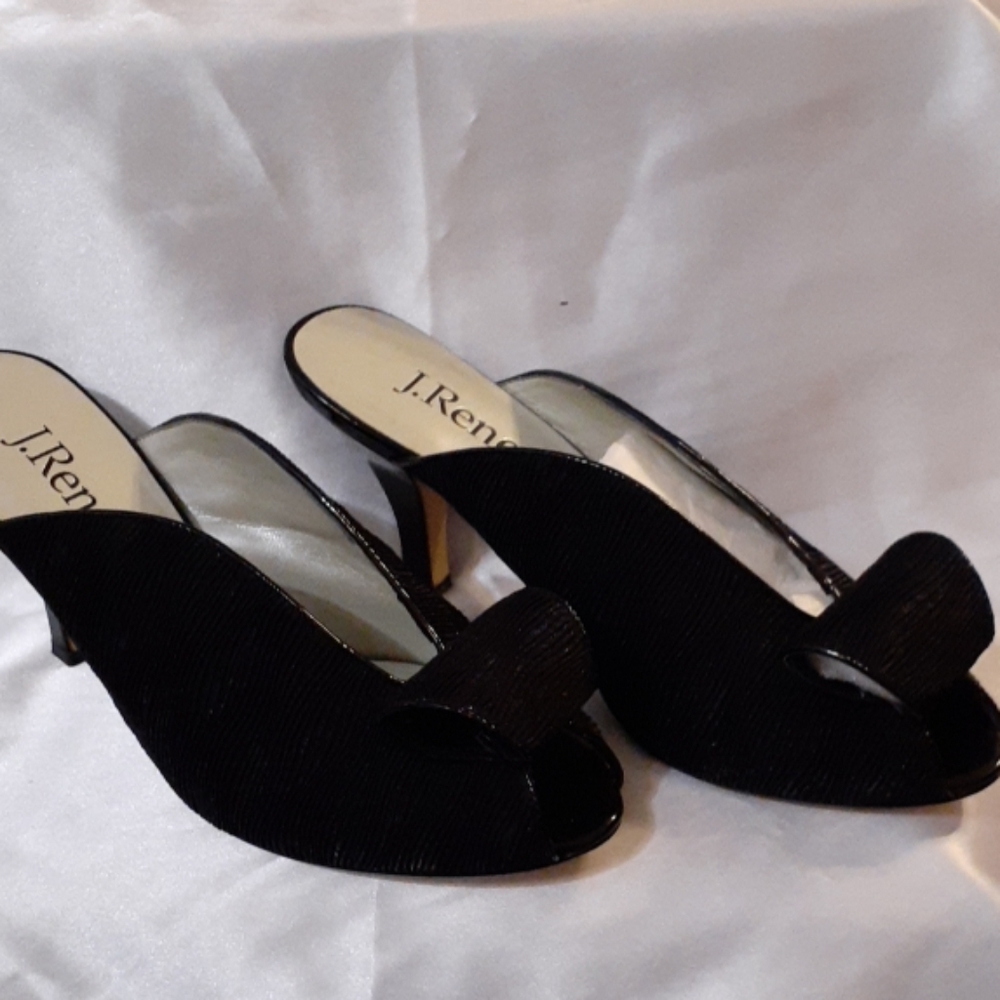 J Rene Elvira pleated mule heels